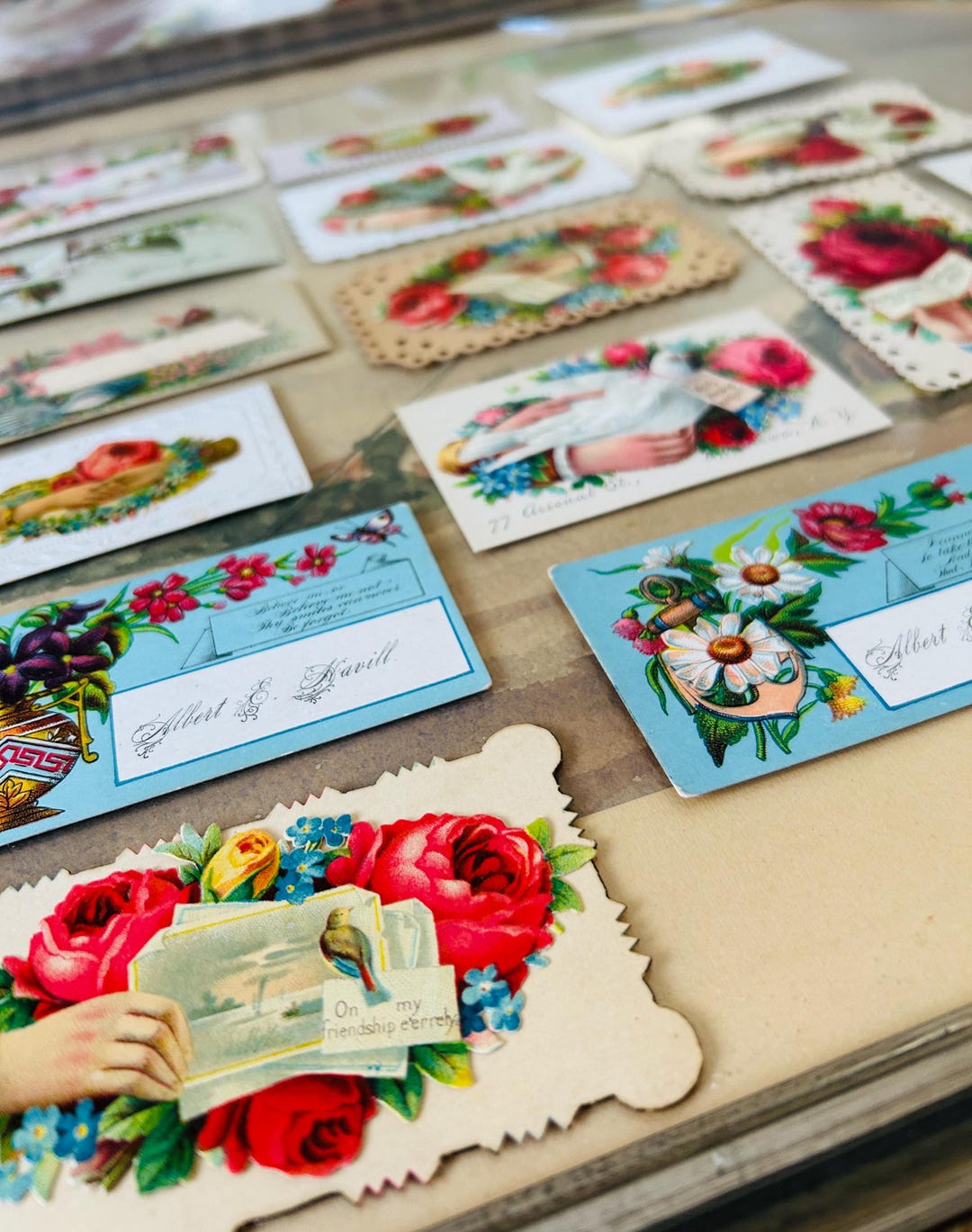 23 Antique Original Victorian Calling Cards Old Roses, Embossed ...