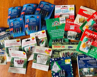 Large Lot of Over 40 Packages of Vintage Christmas Light Bulbs