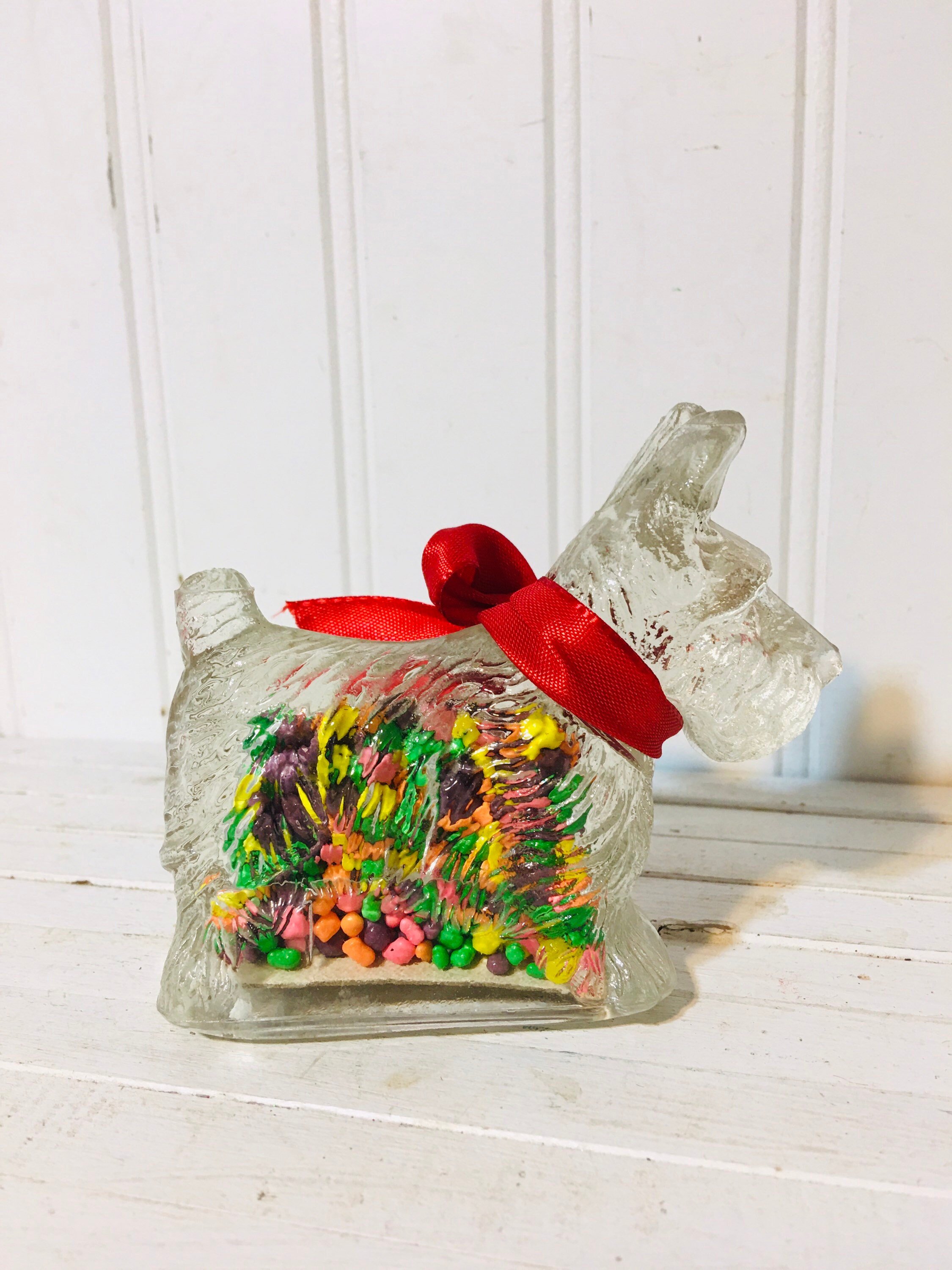 Vintage Scotty Dog Glass Candy Holder Etsy