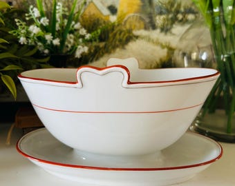 Gravy Boat Coral Golden Thread Meissen Porcelain ART DECO Design Paul Börner 2 Stroke