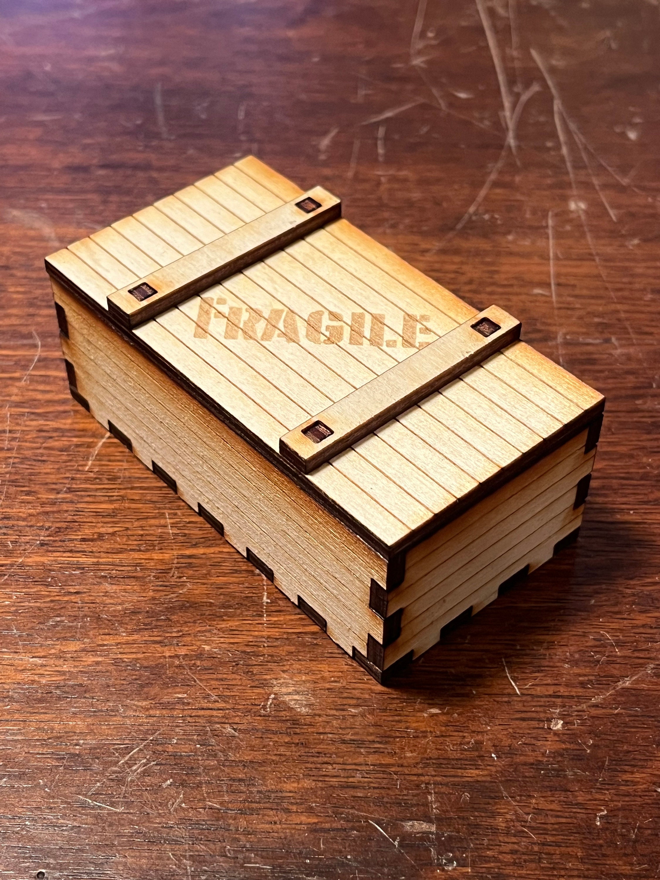 Miniature Shipping Crate - 3 x 1 x 1.5 Inches - Handcrafted - Customizable