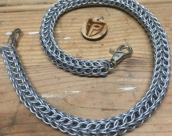 19 - Hilt Chain - Handcrafted - Chainmail Wallet Chain - 2 Foot - 16 Gauge Galvanized Steel