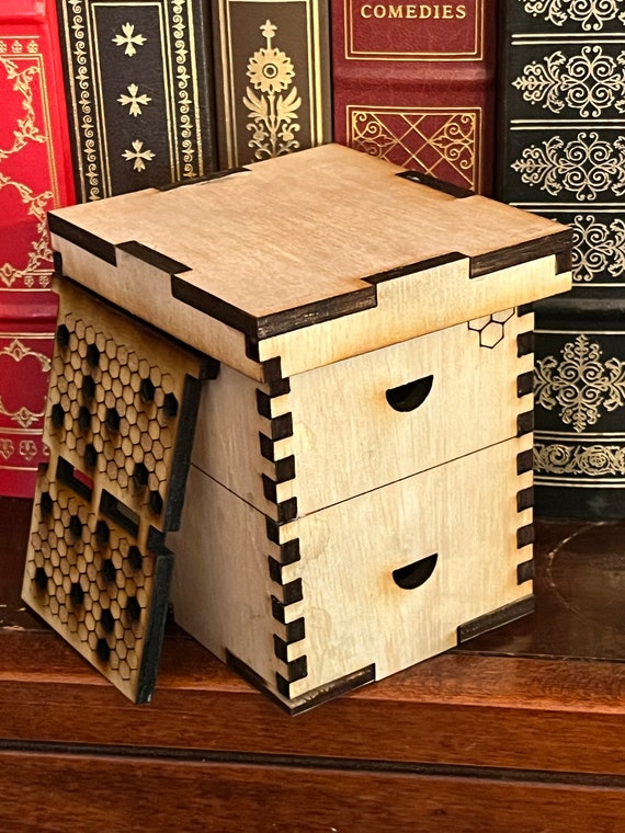 Mini Bee Hive Box /w Frames - 6 oz Bottle Size - Handcrafted - Woodworking - Laser Cut - Customizable