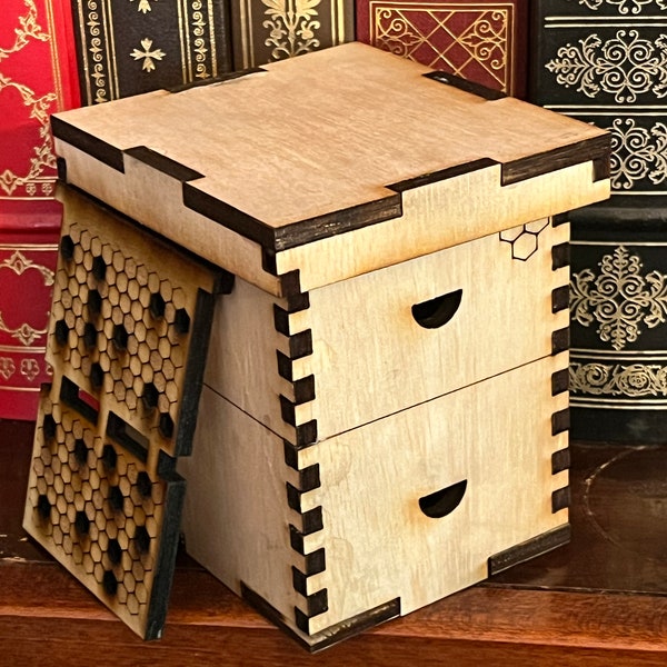 Mini Bee Hive Box /w Frames - 6 oz Bottle Size - Handcrafted - Woodworking - Laser Cut - Customizable