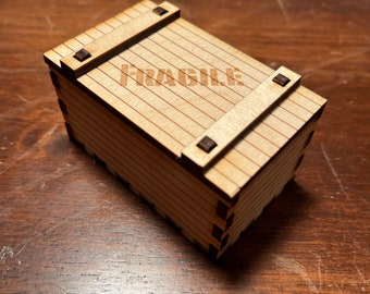 Miniature Shipping Crate - Size 3 x 1.8 x 1.5 Inches - Handcrafted - Customizable