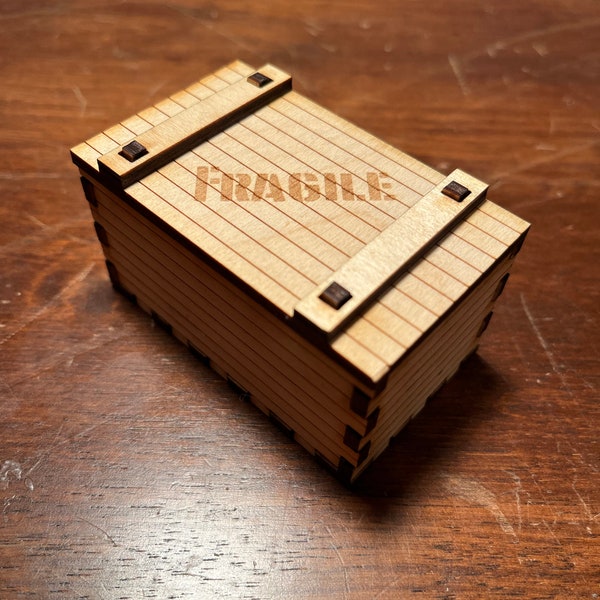 Miniature Shipping Crate - Size 3 x 1.8 x 1.5 Inches - Handcrafted - Customizable