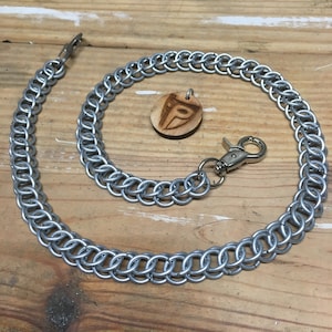 9 - Medio Persa 3 en 1 - Hecho a mano - Cadena de billetera de cota de malla - 2 pies - Acero galvanizado calibre 14