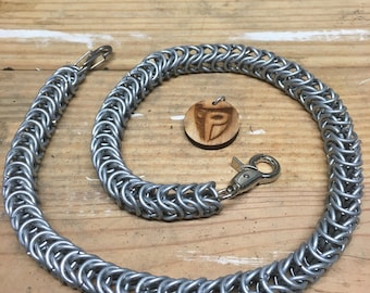 2 - Box Weave - Handcrafted - Chainmail Wallet Chain - 2 Foot - 14 Gauge Galvanized Steel