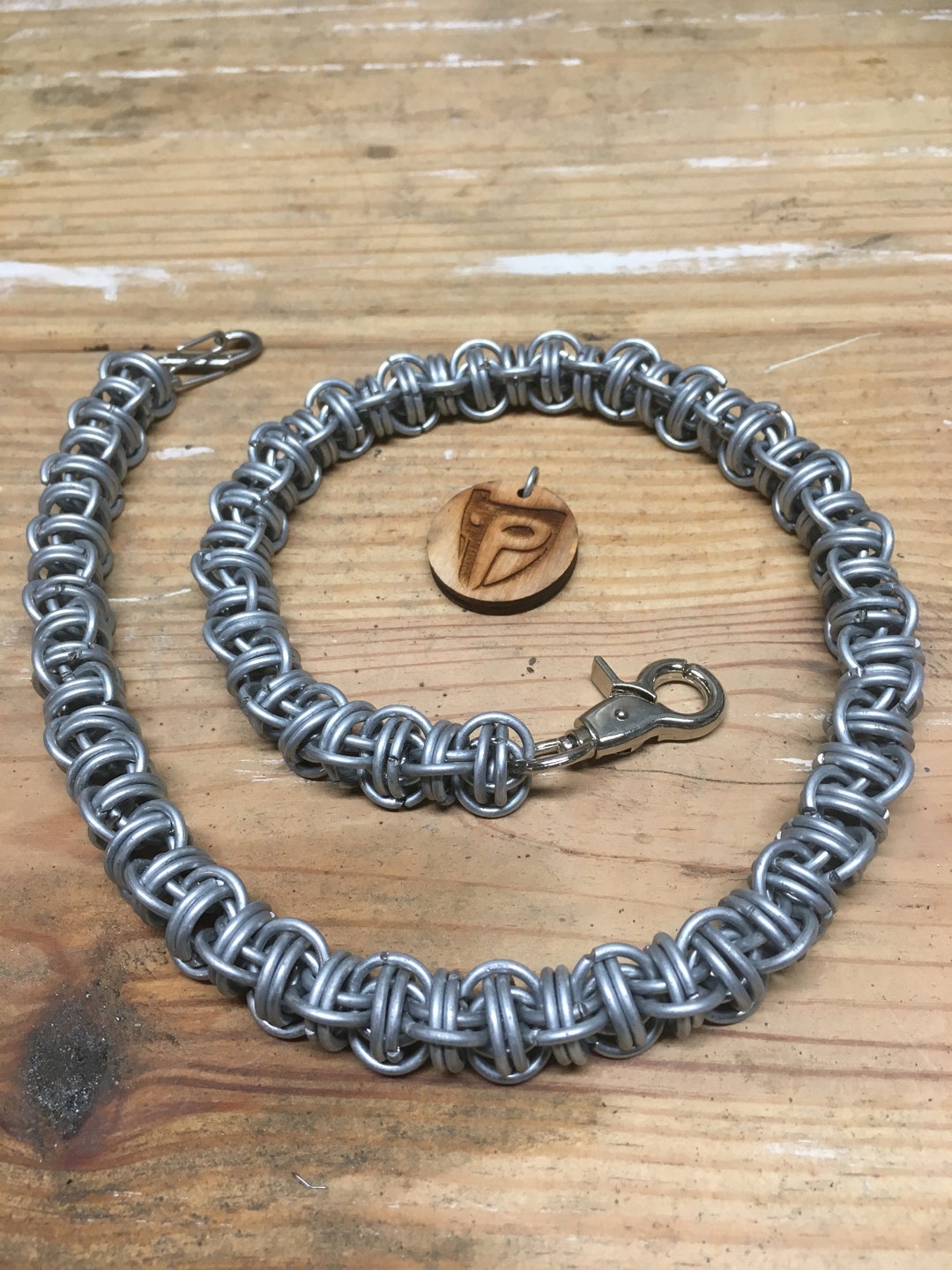 8 Double Barrel Handcrafted Chainmail Wallet Chain 2 Foot 14 Gauge