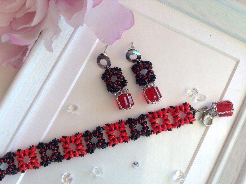 steel Monachelle Beaded bracelet sets beaded necklace and earrings red pendant earrings