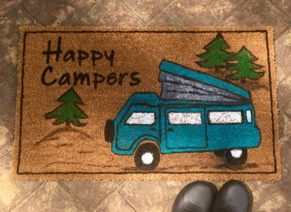 Eurovan Happy Campers Coir Doormat Funny Entryway Rug Etsy