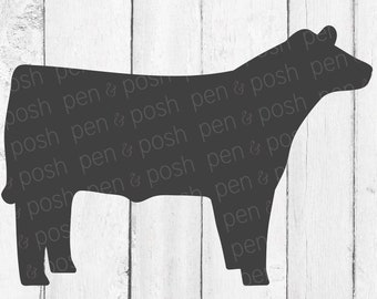 Show Steer SVG - Show Cattle SVG - Steer Clipart - Market Steer Cut FIle - Market Steer SVG - Steer Vector  - Silhouette, Cricut -Png -Svg