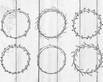 Handdrawn Wreath Svg - Monogram SVG - Monogram Frame SVG - Laurel Wreath SVG - Wreath Svg - Wreath Svg Bundle - Handdrawn Frames - Frame Svg
