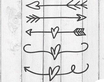 Arrow SVG - Heart Arrow SVG - Heart Flourishes SVG - Heart Brackets Svg - Arrow Clipart - Arrow Cut File - Arrow Svg Bundle -Handdrawn arrow