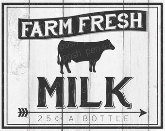 Farm Fresh Milk SVG - Farm Fresh SVG - Fresh Milk SVG - Milk Svg - Farm Svg - Kitchen Svg - Kitchen Sign Cut File