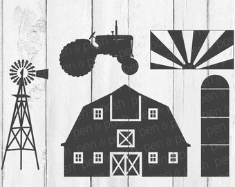 Farm SVG - Tractor SVG - Farm DXF - Farm Silo  Farm Windmill  Country  Redneck  Farm Svg Files - Farm Cut