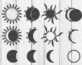 Solar Eclipse SVG - Eclipse SVG - 2017 Eclipse - Sun SVG - Silhouette  Sun and Moon  Dxf -   - Solar Eclipse 2017