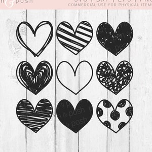 Heart SVG - Handdrawn Clipart - Handdrawn Hearts - Heart Cut File - Heart SVG Bundle - Valentine's Day SVG - Love Svg - Heart Vector