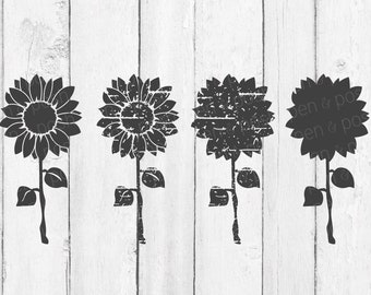 Grunge Sunflower SVG - Grunge Flower SVG - Sunflower SVG - Flower Svg - Distressed Flower Svg - Distressed Sunflower Svg - Sunflower Clipart