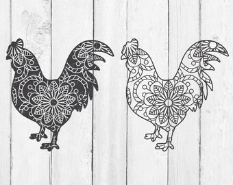 Rooster SVG - Mandala Rooster SVG - Chicken SVG - Mandala Svg - Rooster for Cricut - Svg Mandala - Rooster Dxf - Farm Animals Svg - Country