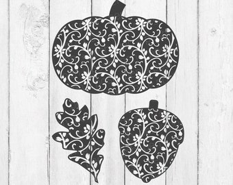 Swirl SVG - Fall SVG - Swirl Pumpkin SVG - Acorn Svg - Leaf Svg - Patterned Pumpkin Svg - Fall Svg Bundle - Autumn Svg Bundle - Season Svg