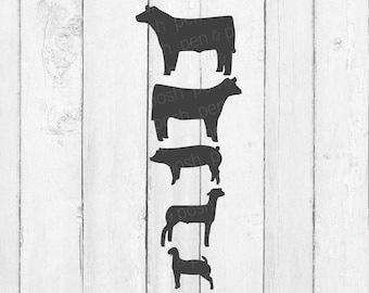 Show Animal Bundle SVG - Show Pig SVG - Show Cattle - Show Steer - Show Heifer - Show Goat - Farm Animals SVG Clipart