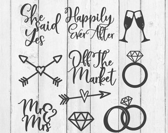 Wedding SVG - Wedding Cut File - Wedding Topper SVG - Wedding Svg Bundle - Bridal Svg - Bride Svg - Mr Mrs Svg - Engagement Ring Svg