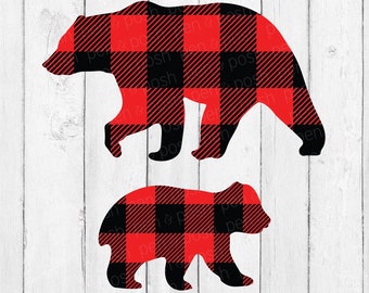 Bear SVG - Buffalo Plaid SVG - Mama Bear SVG - Buffalo Plaid - Plaid Bear Svg - Christmas Svg - Buffalo Plaid Bear - Woodland Animal Svg