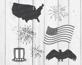 4th of July SVG - July 4th SVG - Fourth of July SVG - Fireworks  Flag  Eagle  4th of July Clip art - Svg Bundle