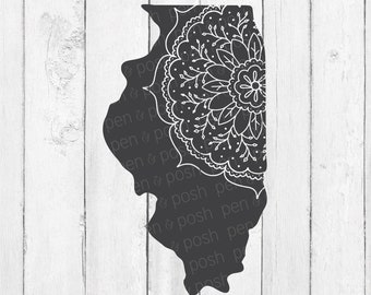 Illinois SVG - Illinois Mandala - Illinois State Svg - Ilinois Silhouette - Illinois - Svg files for Cricut - Svg Illinois dxf - Dxf - Svg