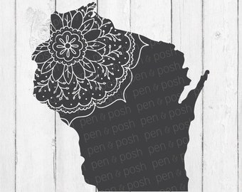 Wisconsin state SVG - Wisconsin Svg - Wisconsin - Wisconsin cut file - Wisconsin Zentangle - Wisconsin Mandala - Cricut cut files - Svg