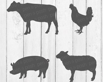 Farm Animals SVG - Show Animals - Vintage Show Pig Svg - Chicken SVG - Pig SVG - Sheep Svg - Farm Animal Cut Files - Farm Animal Clipart