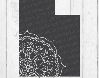 Utah SVG - Utah state svg - Utah zentangle - Cricut cut files - State svg - Utah silhouette svg - Utah Mandala svg - Utah cut file - Svg