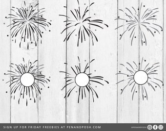 Fireworks SVG - Fireworks Monogram SVG - July 4th Cut Files for Cricut and Silhouette - 4th of July SVG - Firework Clip Art