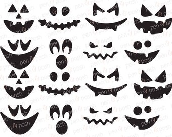 Pumpkin face clipart | Etsy