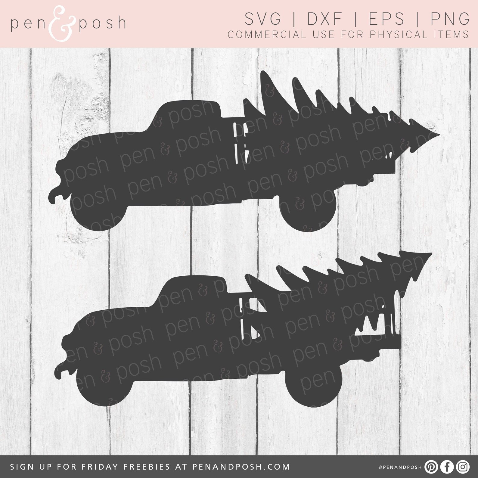 Christmas Tree Truck SVG Silhouette Graphic Download DXF Etsy