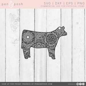 Mandala SVG Zentangle SVG Mandala Cow SVG Heifer Svg Zentangle Cow Svg Cow Svg Mandala Animal Svg Zentangle Animal show heifer image 4