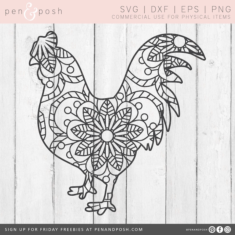 Free Rooster Mandala Svg Free 277 SVG PNG EPS DXF File