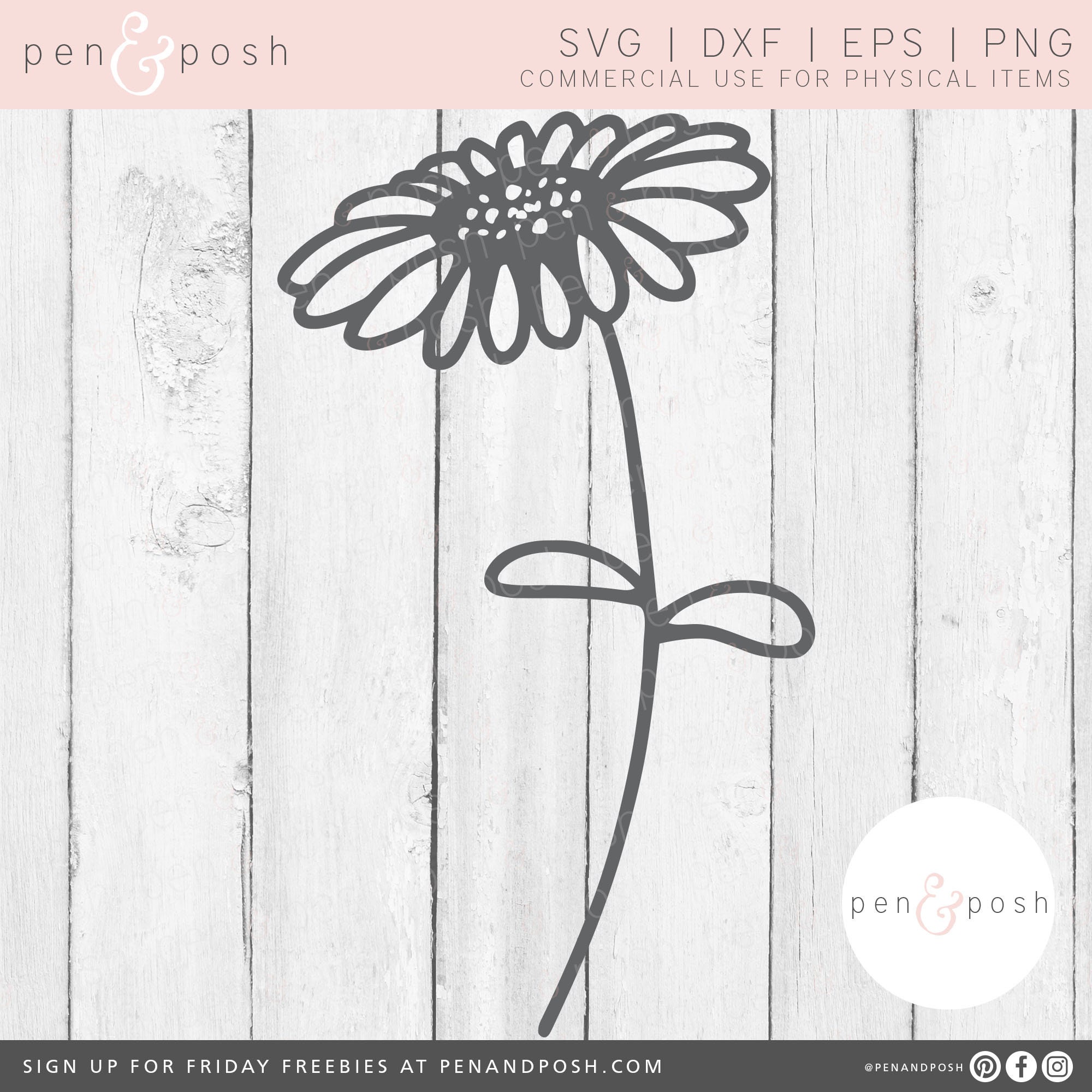 D Rustic Svg Flower SVG - Spring SVG - Rustic SVG - Farmhouse Svg - Handdrawn ...