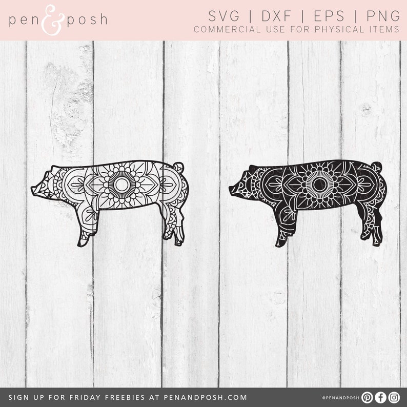 Download Show Pig SVG Mandala Show Pig Zentangle Show PIg 4H | Etsy