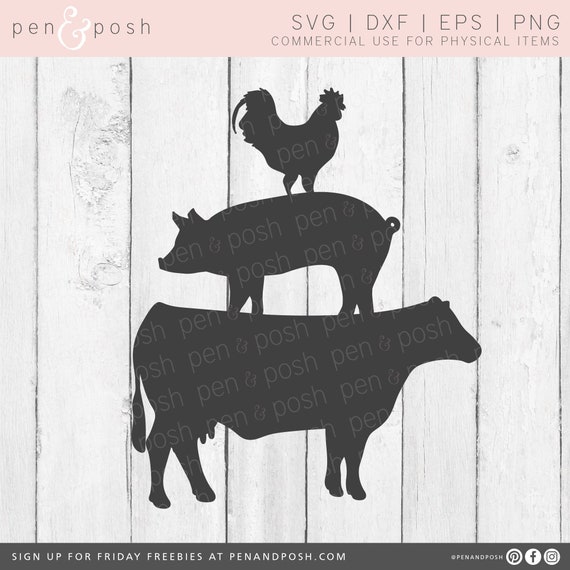 Download Cow Svg Pig Svg Chicken Svg Farm Animal Clipart Farmhouse Svg