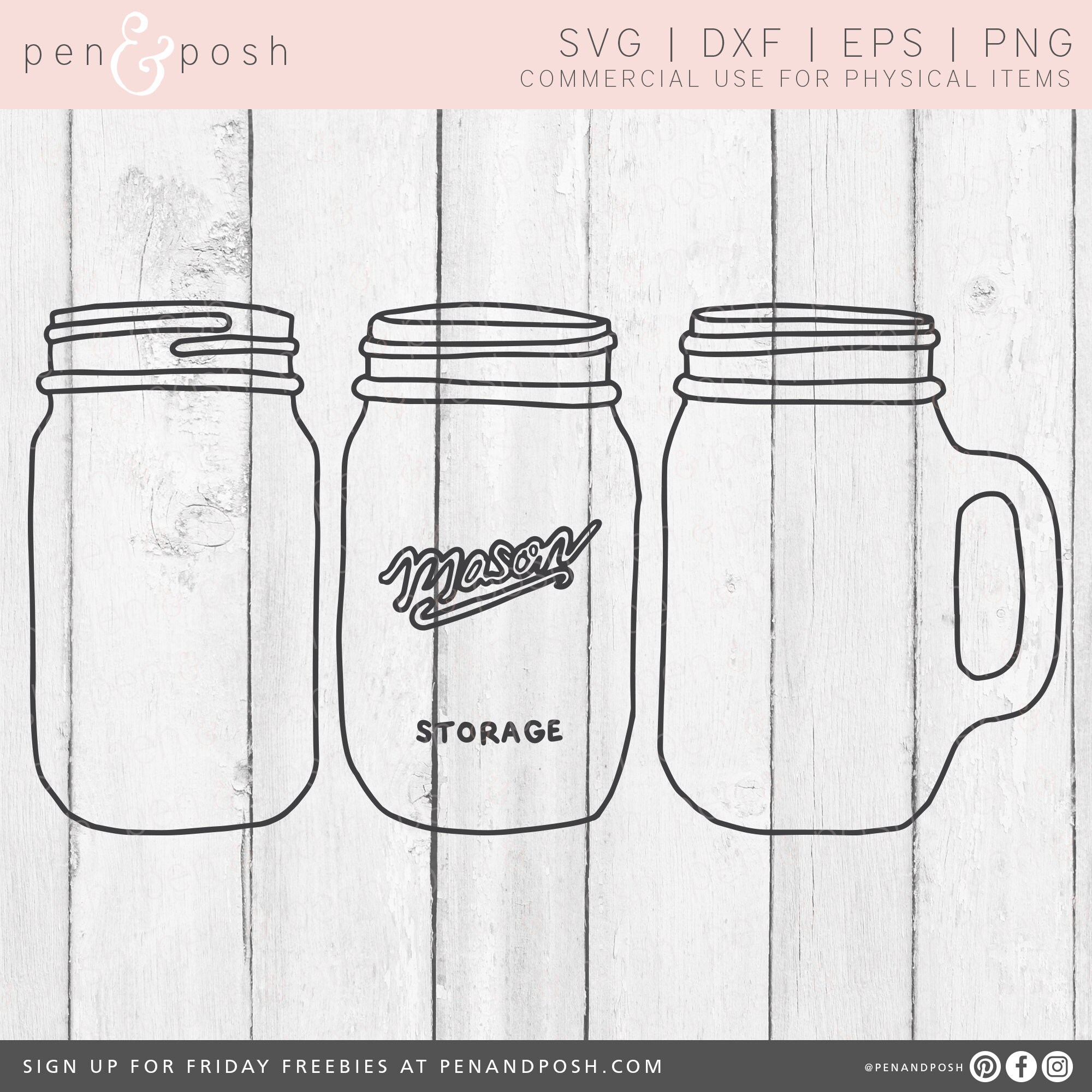 Farmhouse Jar SVG - Jar SVG File - Jar Cut Files - Kitchen Jar Clipart ...