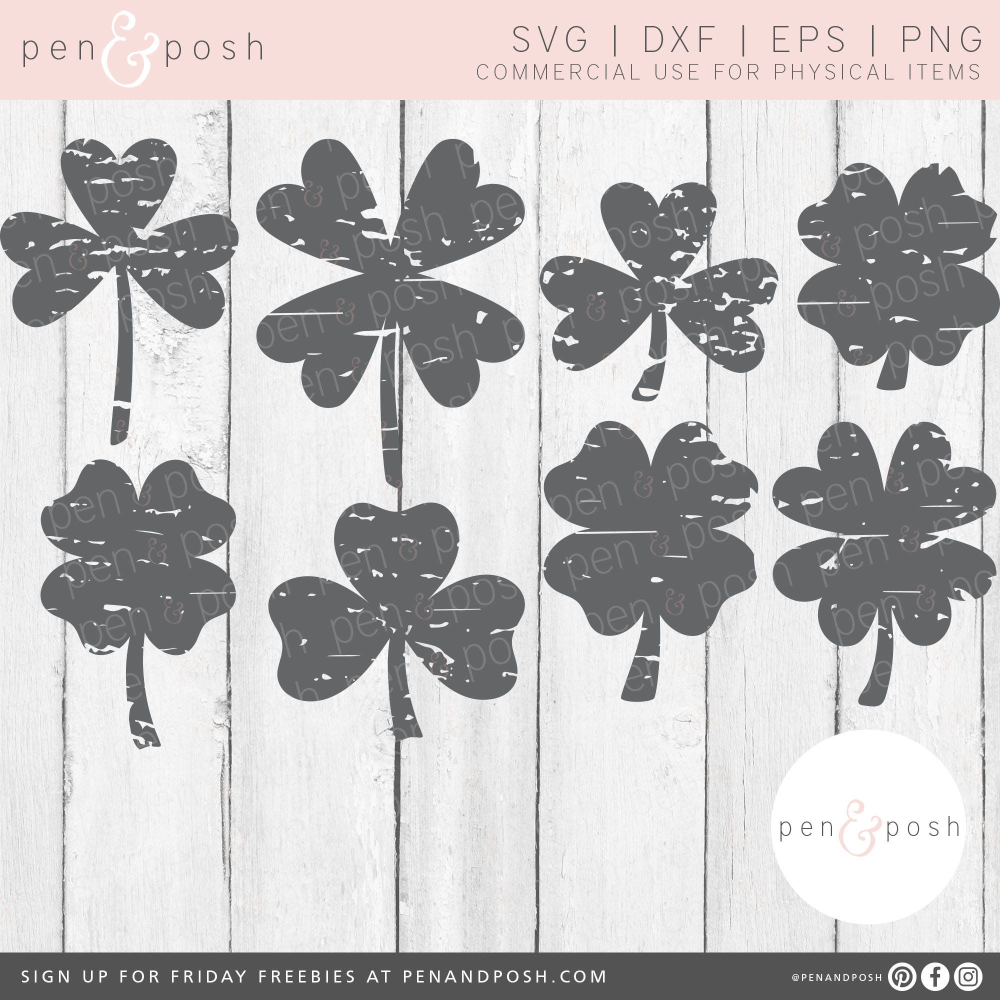 Shamrock Svg Clover Svg Svg Bundle Distressed Four Leaf Etsy