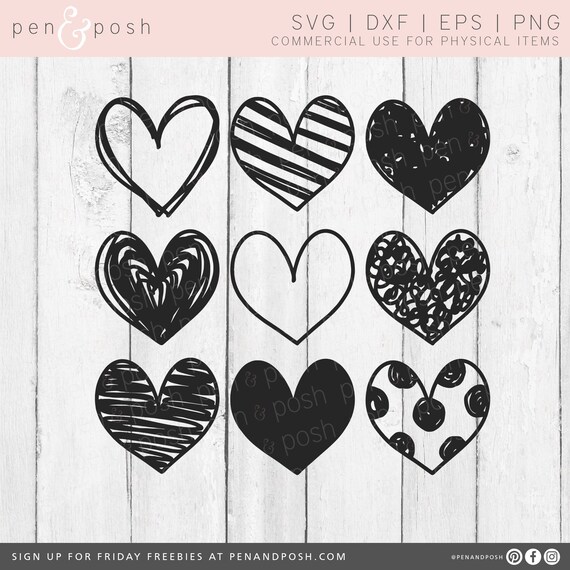 Download Heart Svg Handdrawn Clipart Handdrawn Hearts Heart Cut Etsy