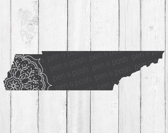 Tennessee - Tennessee SVG - Tennessee State SVG - Tennessee Mandala - Zentangle SVG -Cricut Cut files - Tennessee Vector - Silhouette Svg