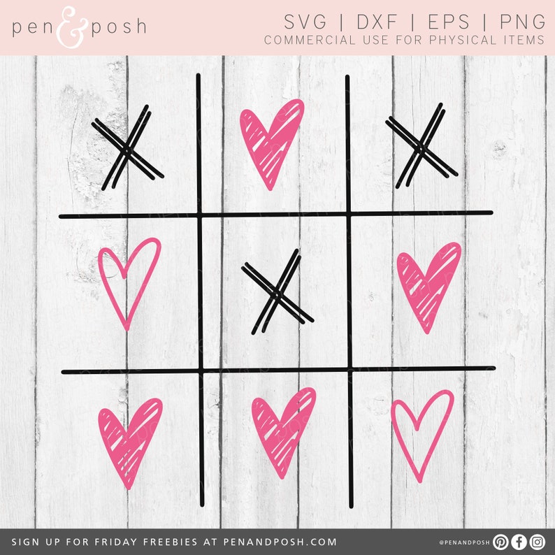 Tic Tac Toe SVG Valentines Day SVG Valentine Svg Heart - Etsy