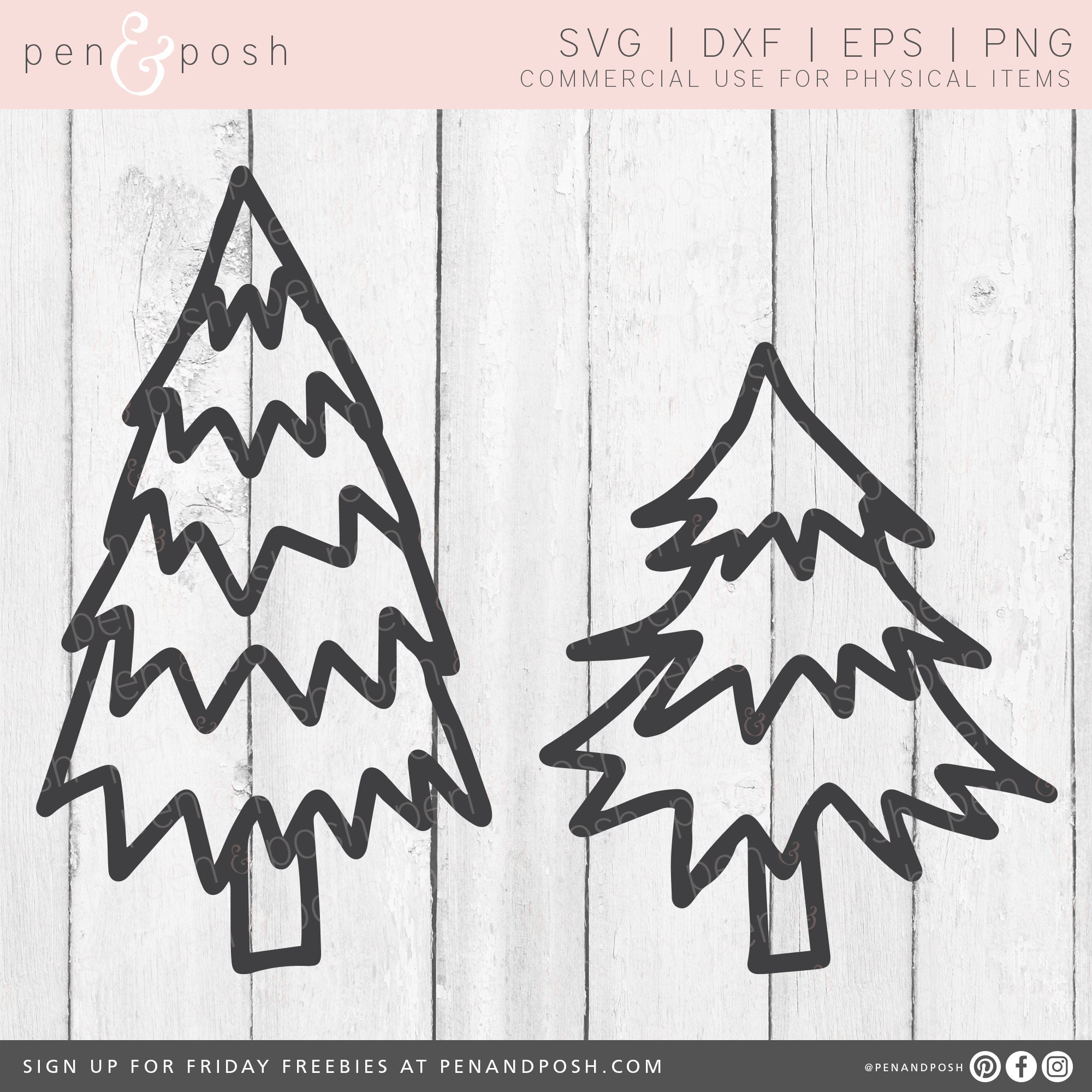 Rustic Tree Svg Christmas Tree SVG - Rustic - Hand Drawn Christmas Trees - Hand Drawn ...