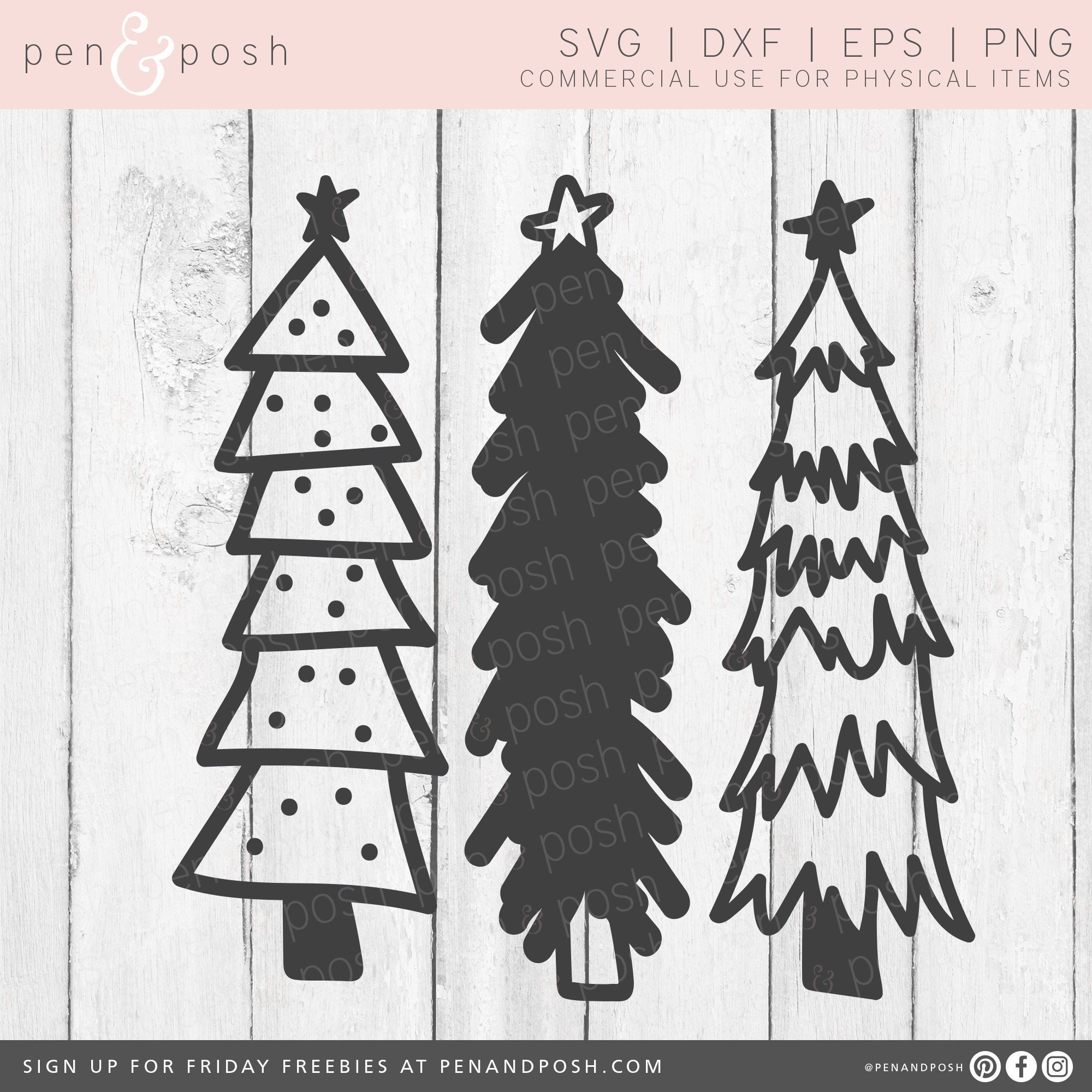 Download Christmas Tree SVG rustic Hand Drawn Christmas Trees | Etsy