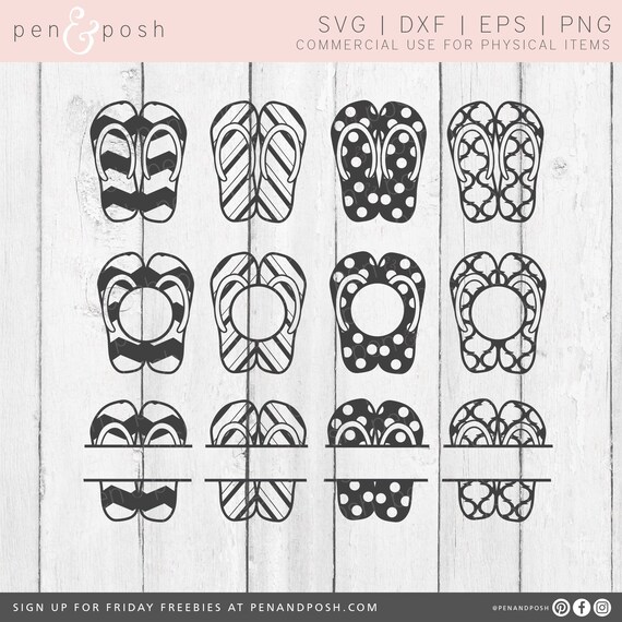 Flip Flop Monogram Svg Flip Flop Svg Flip Flop Clipart Etsy