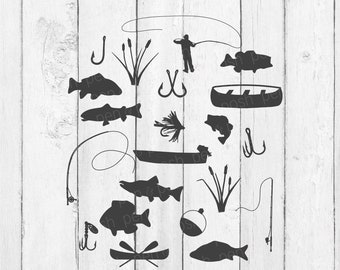 Fishing SVG - Fishing DXF - Fishing Clipart - Fishing Cut File - Fish SVG - Bass  Fishing Pole - Fly Fishing Svg